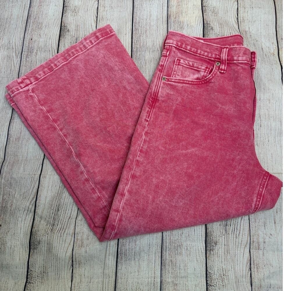 GAP Pink Mineral Wash High Rise Wide Legged Ankle Denim Jeans Women's Size 6/28